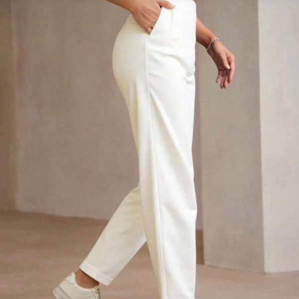 Beyond The Cross Women's Elegant Straight-Leg White Pants