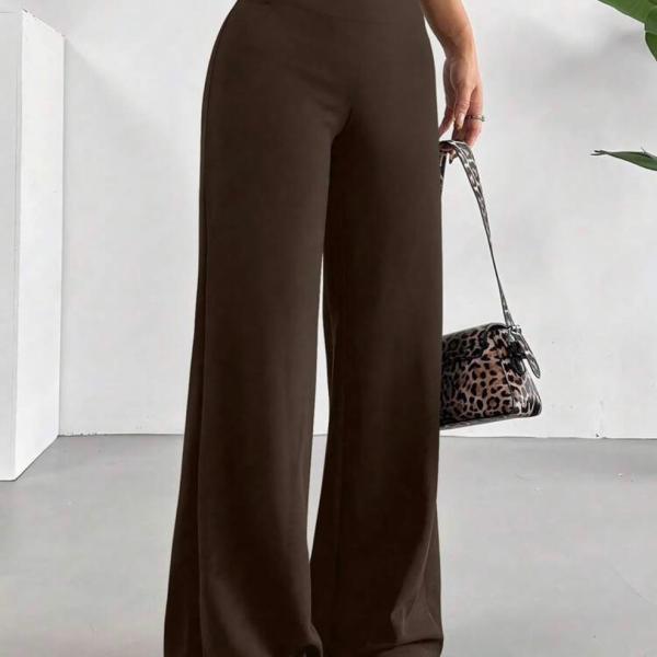 Beyond The Cross Solid High Rise Flared Straight Leg Pants