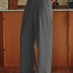 Beyond The Cross Men's Fashion Casual Striped Print Suit Pants Striped Pants Pleated Pants