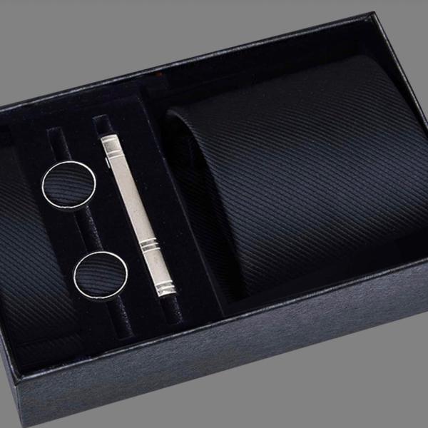Men's Necktie 5pcs/set, 8cm Striped With Cufflinks, Tie Clip, Pocket Square, Father's Day Gift Box