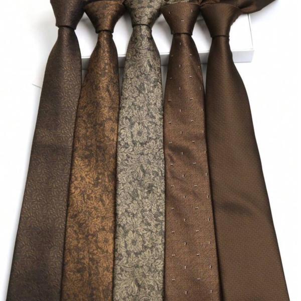 1pc Handmade Dark Coffee Necktie Suitable For Casual, Business & Streetwear Men Necktie