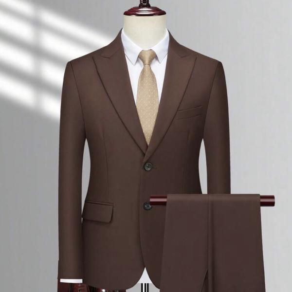 Beyond The CrossMode Men 1pc Peak Collar Blazer & 1pc Suit Pants, Old Money Style